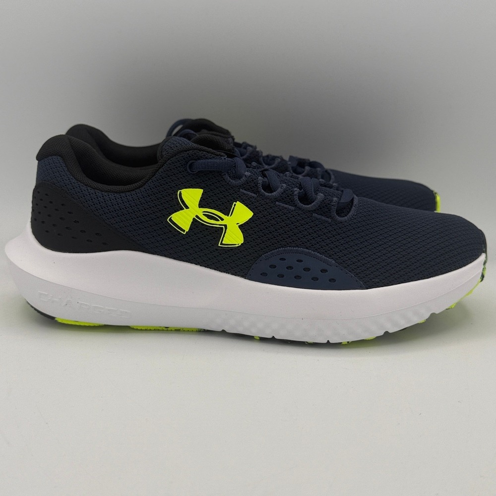 Under Armour Charged Surge 4 Shoes Mens Size 8 Navy Blue Neon Yellow 3027000 404
